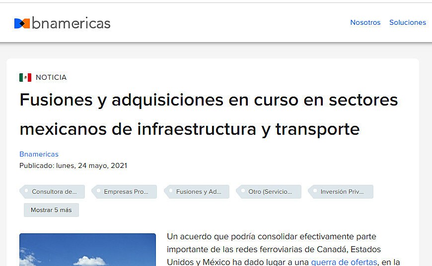 Fusiones y adquisiciones en curso en sectores mexicanos de infraestructura y transporte